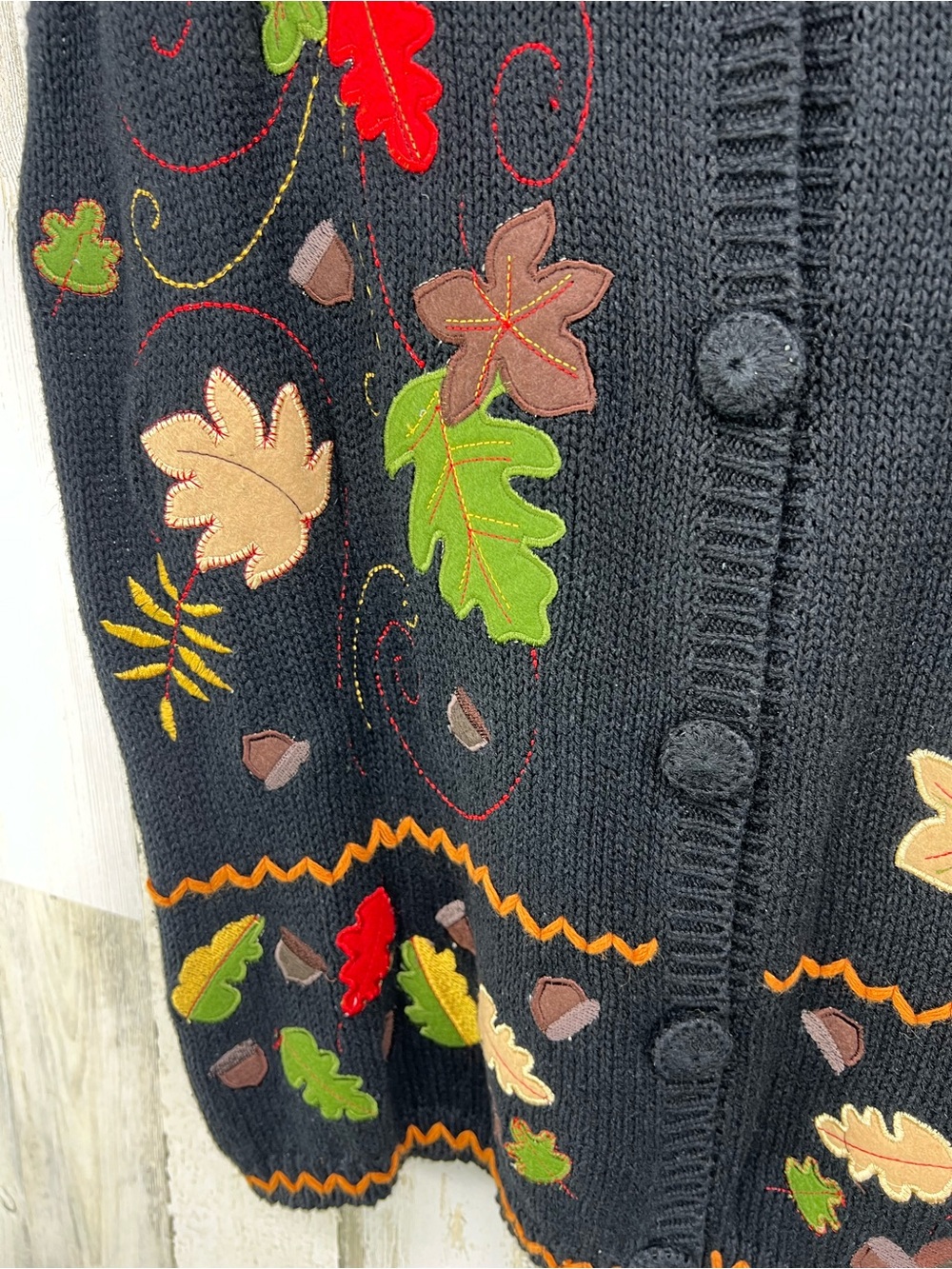 Vtg 90s Holiday Editions Fall Leaf Sweater Vest Cardigan Large - Picture 2 of 6